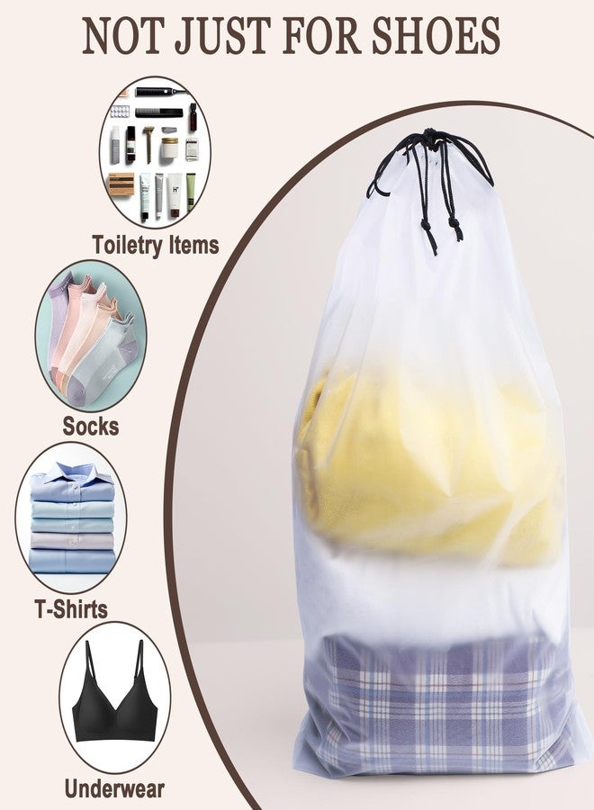 BOFOHO 18 Pack Clear Shoe Bags for Travel, 15.7"×11.8" PEVA Drawstring, Water-Resistant, Fits up to Men’s 12-13, Reusable Storage for Shoes, Clothes & Toiletries, Keep Luggage Tidy & Odor-Free - Image 5
