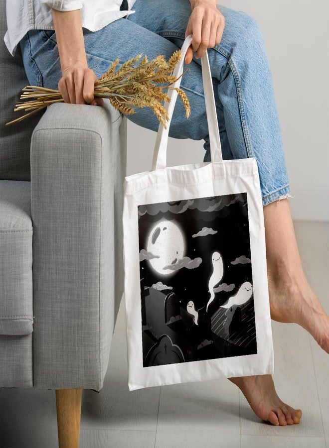 ARTBUG Tote Bag for Women with zip, Aesthetic Canvas tote bag for college girls, office, stylish and reusable - Ghosts - D No - 064 - Image 2