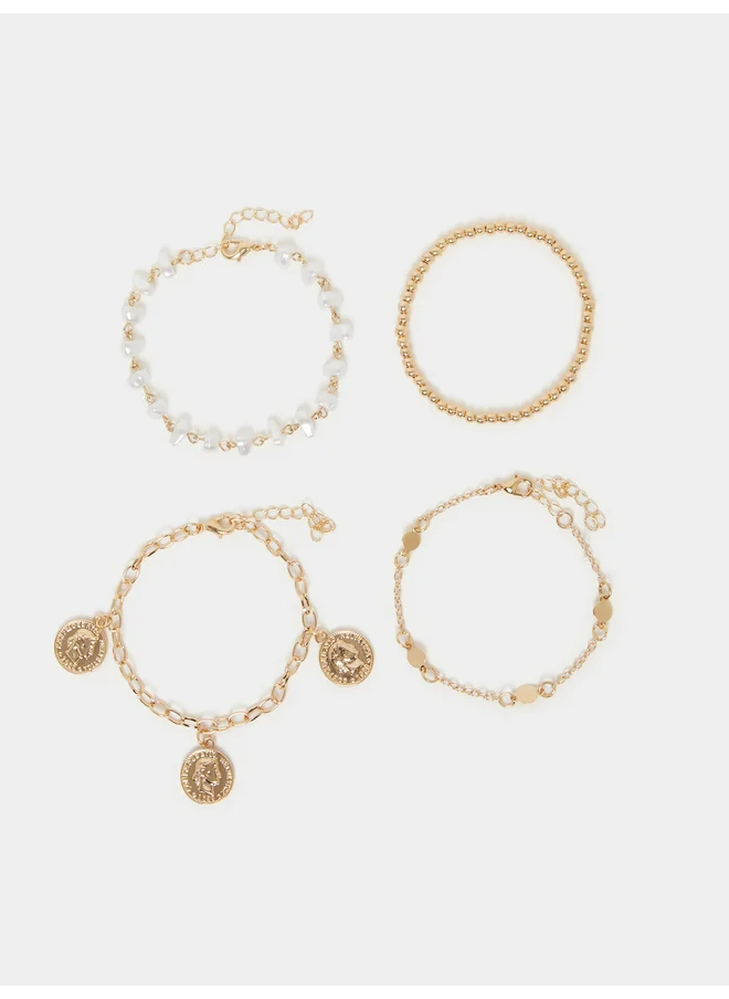 ستايلي Styli Set of 4 - Coin Drop Assorted Bracelets
