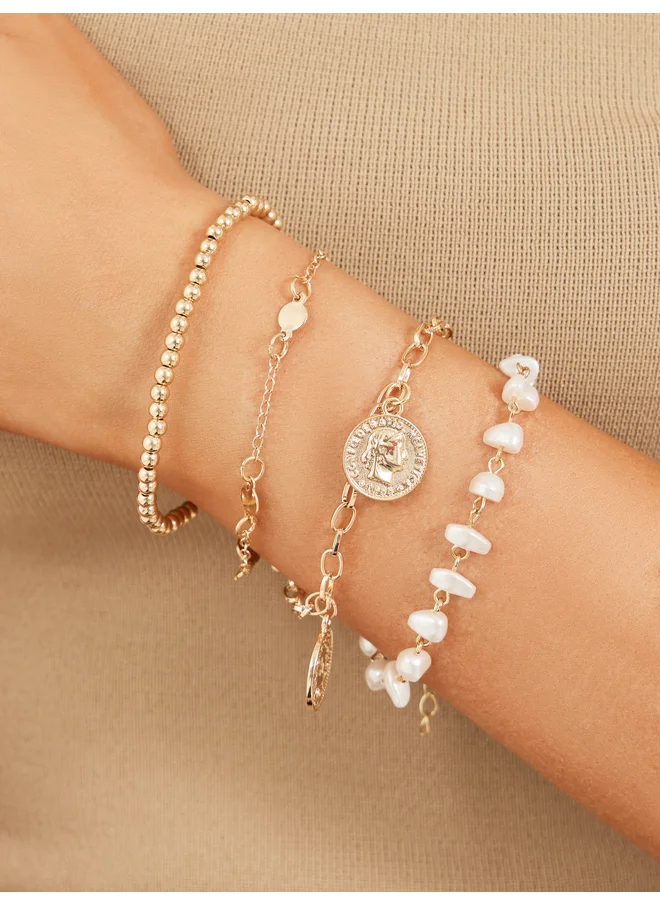 ستايلي Styli Set of 4 - Coin Drop Assorted Bracelets