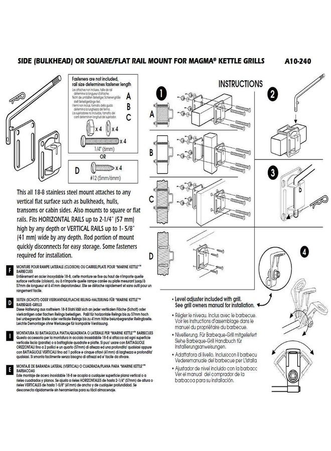Magma Products, A10-240 Square Rail/Vertical Surface Mount, Multi, One Size - Image 2
