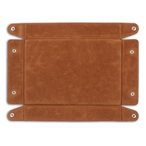 GadgetBite Valet Vegan Leather Rectangular Tray | Desk Tray Organiser | Mobile Organiser | Organiser for Office, Home, Living Room | Button Opening | Water Resistent-Tan - Image 2