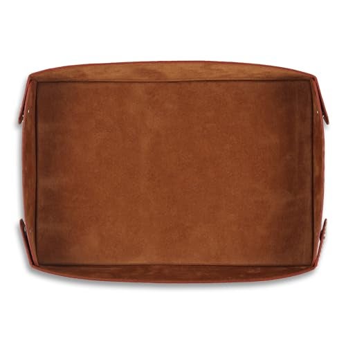 GadgetBite Valet Vegan Leather Rectangular Tray | Desk Tray Organiser | Mobile Organiser | Organiser for Office, Home, Living Room | Button Opening | Water Resistent-Tan - Image 3