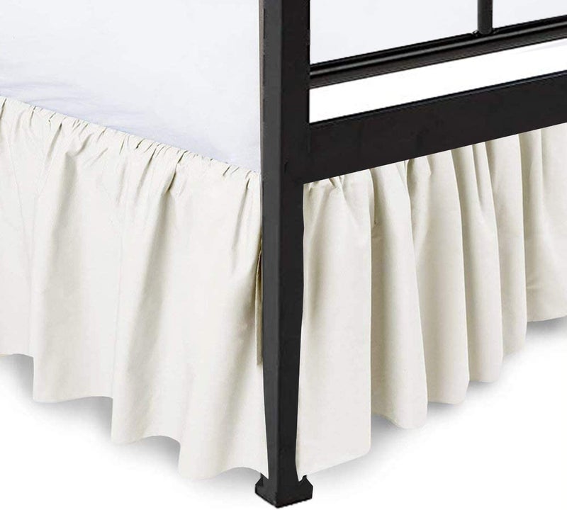 Bright Décor 1800 Count Microfiber Ruffle Bed Skirt Three Sided Coverage Shrinkage and Fade Resistant Dust Ruffle Bed Skirt with Platform 12 Inch Drop Single 72x36 Inch_Ivory 