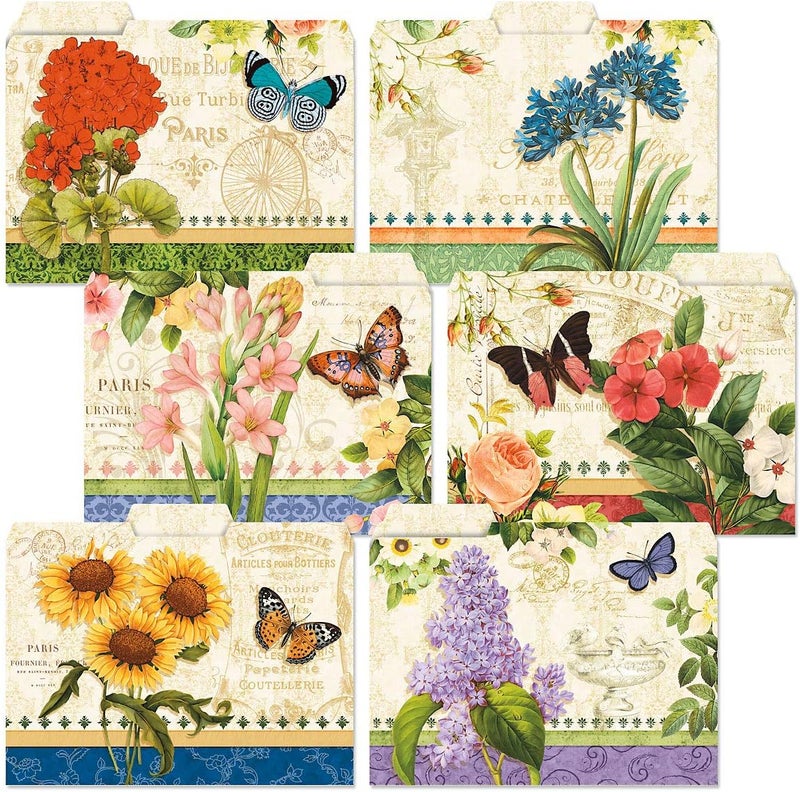 Current Grande Fleur File Folders Value Pack - Bulk Set of 24, 6 Pretty Decorative Designs, 1/3 Cut Tabs, Heavy-Duty Paper Stock, Office Supplies for Home & Work, 9-½” x 11-¾” Letter Size - Image 4