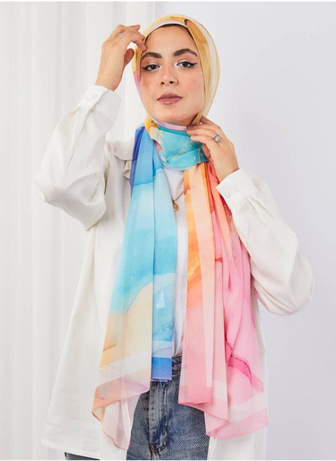 Tie Shop - Black Lava Scarf - Turquoise & Fuchsia For Women