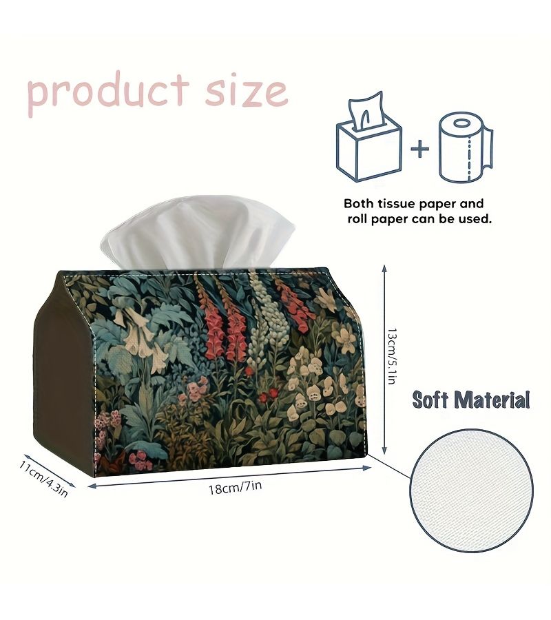Floral Tissue Box 7in 4.3in Decorative Dispenser for Home Car Living Room Gift - Image 4