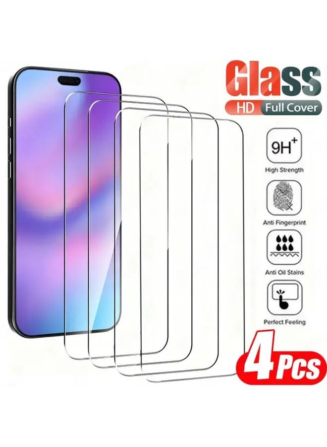 4Pcs HD Tempered Glass Screen Protector For iPhone 15 Anti Scratch Bubble Free - Image 1