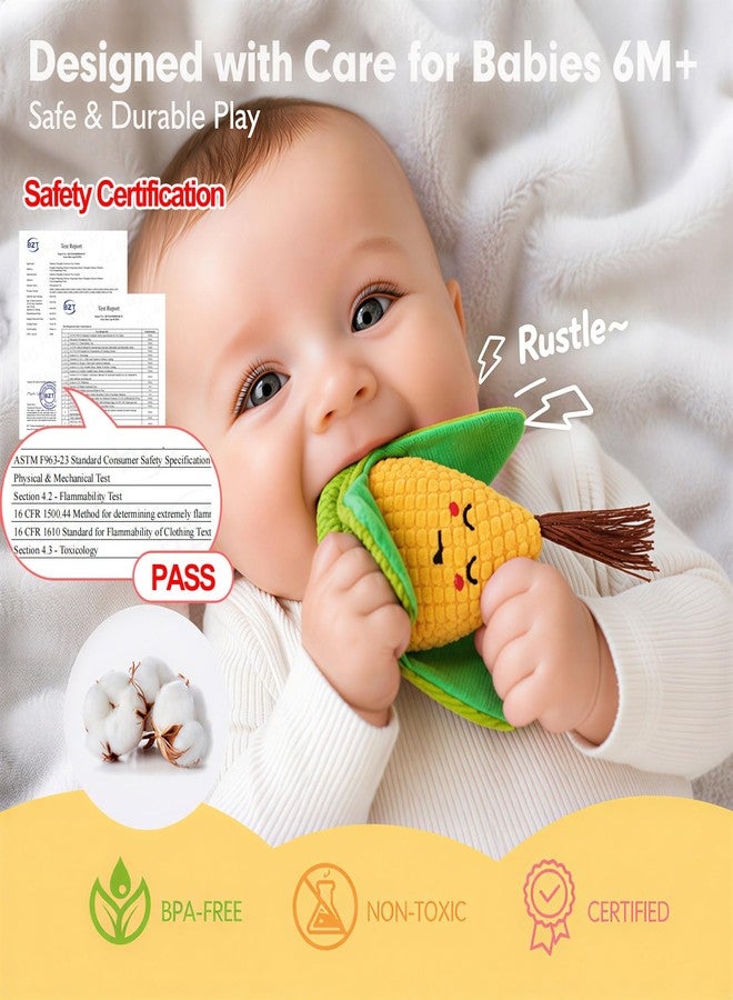 BoomCaCa Fruit Veggie Sensory Toys for Baby 6-12 Months - 16 Pcs Plush Sorting Set Perfect for Little Hands to Grasp With Cute Faces - Bright Color Food Crinkle & Rattle, Birthday Gifts for 1 Year Old Boy Girl - Image 5