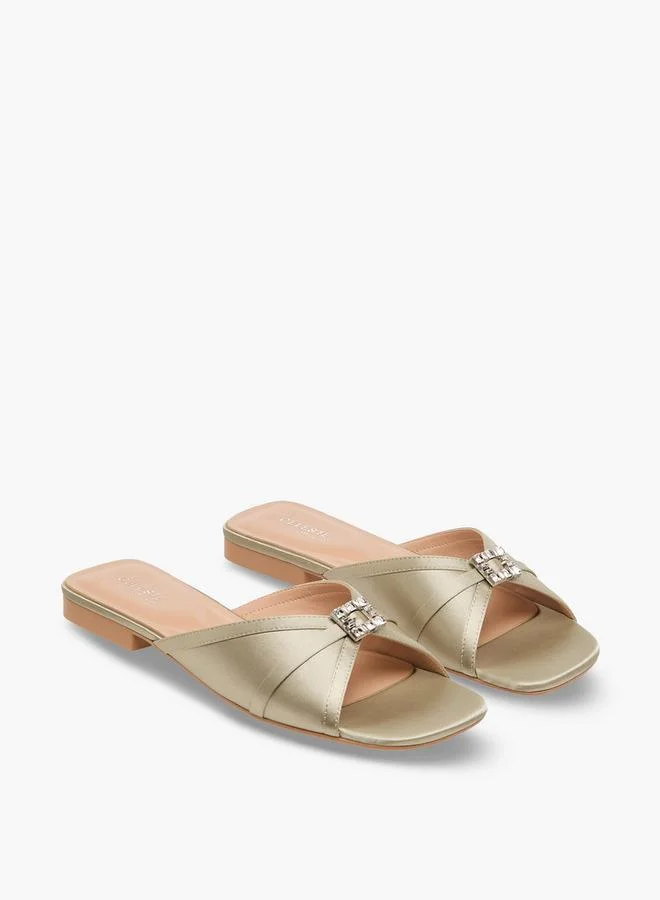 سيليست Women Embellished Satin Slip-On Sandals