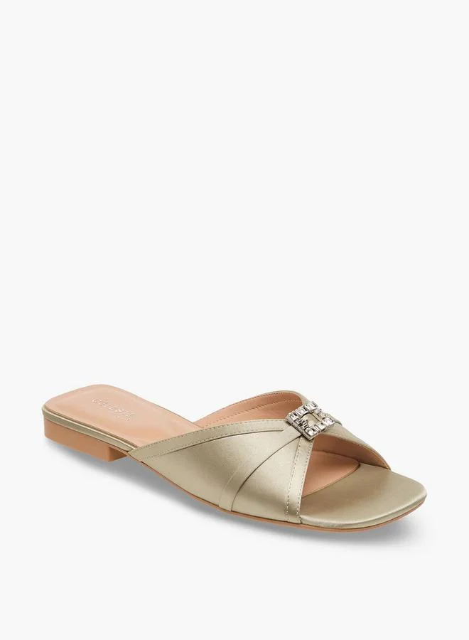 سيليست Women Embellished Satin Slip-On Sandals