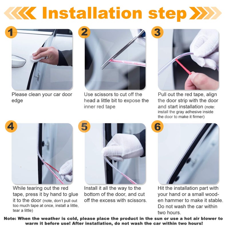 Eytool 5M Clear Door Edge Protectors, Rubber Edge Trim Seal Protector with U Shape Car Protection Door Edge Guard Fit for Most Car (Clear, 16.4FT) - Image 4
