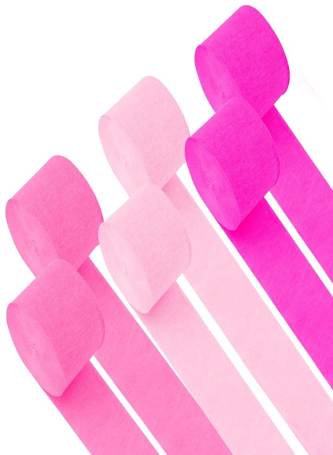 BOEIAC Crepe Paper Streamers - 6 Rolls, 492ft, Pack of 6 Light Pink & Hot Pink Party Streamers for Birthday, Wedding, Baby Shower & Anniversary Decorations (2.37 Inch x 82 Ft/Roll) - Image 1