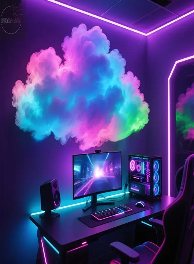 AROAQ RGBIC Cloud Lamp Kit with Music Sync – 200CM (78.74-Inch) DIY Thunder Cloud LED Light, USB Powered, Remote Controlled, Multicolor & Warm White Lighting, Infrared Sensor, for Gaming Room, Bedroom, Wall Mount or Freestanding - Image 3