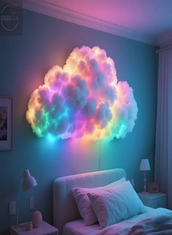 AROAQ RGBIC Cloud Lamp Kit with Music Sync – 200CM (78.74-Inch) DIY Thunder Cloud LED Light, USB Powered, Remote Controlled, Multicolor & Warm White Lighting, Infrared Sensor, for Gaming Room, Bedroom, Wall Mount or Freestanding - Image 2