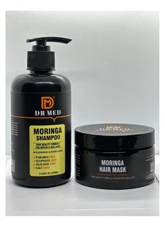 DR MED "Moringa Luxe Hair Care Duo: Shampoo 350ml and Hair Mask 220g for Radiant Tresses (pack of 2)