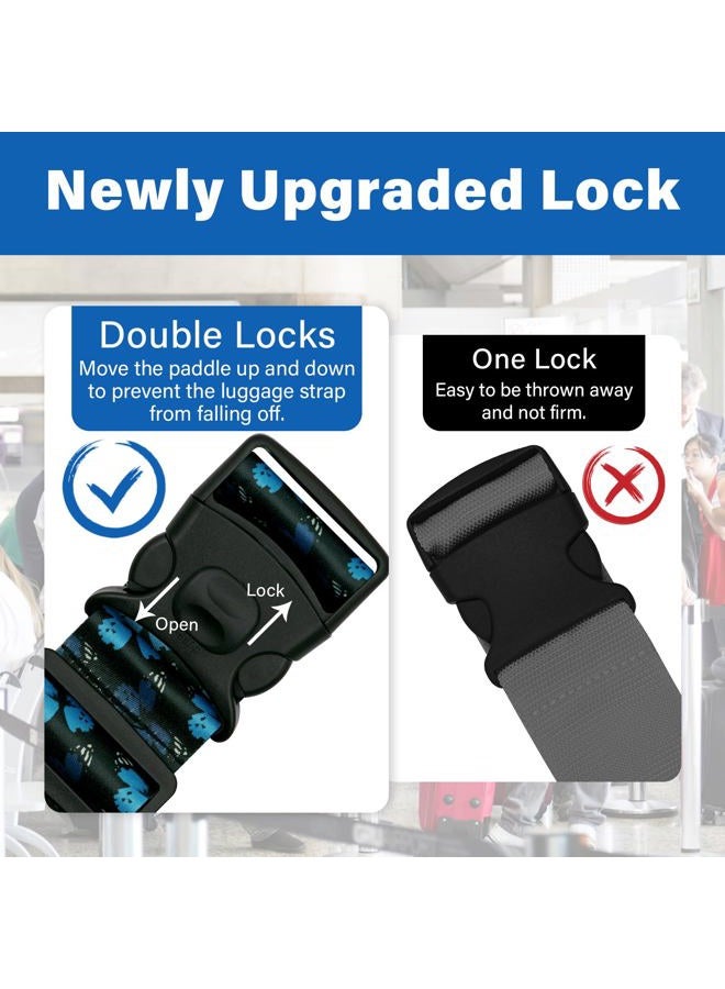 ZHOMA Luggage Straps for Suitcases, Travel Adjustable Belt with Quick Release Buckle, Heavy Duty Nylon Bag Packing Strap, Unique Bright Identifiers Business Travel Accessories (2 Pack)-Blue Butterfly - Image 2