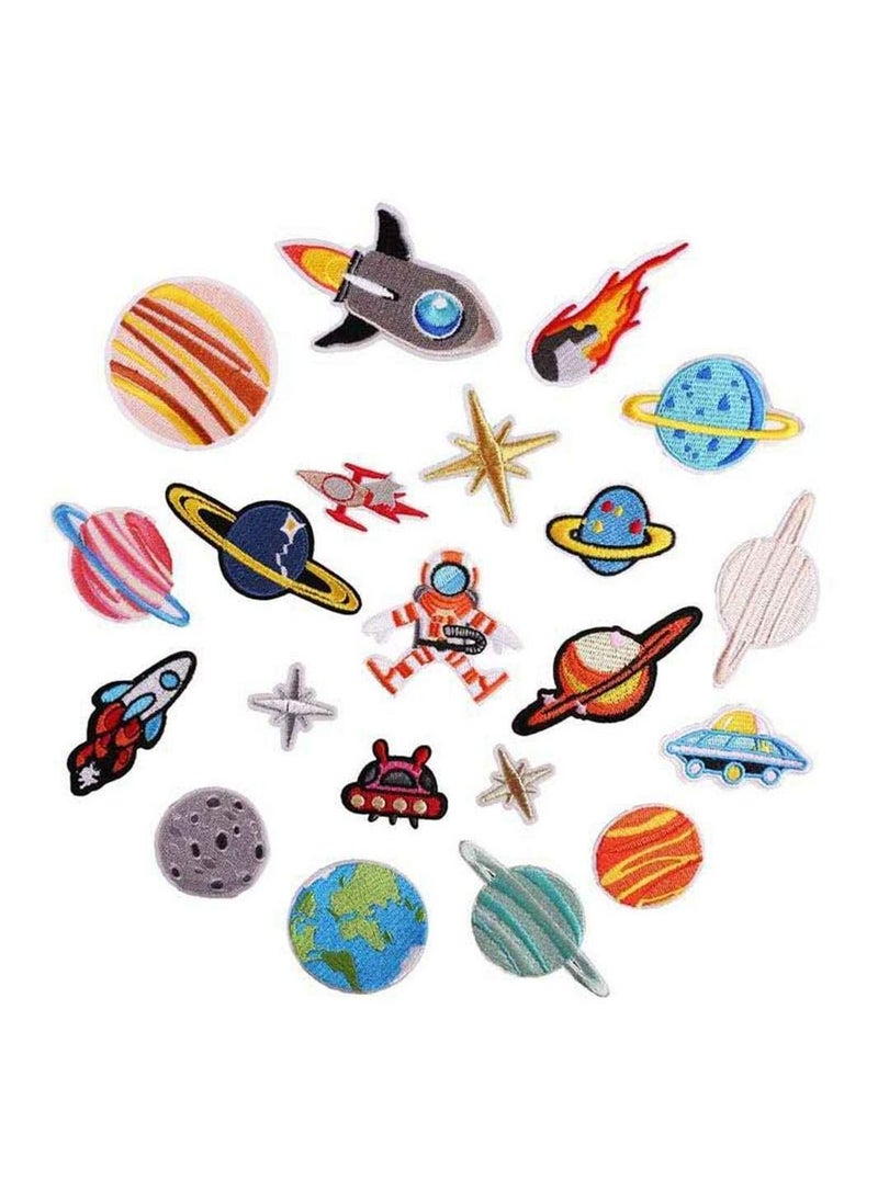 Y&D Embroidered Patches 21pcs, Iron on Decorative Solar System Appliques Stickers Space Planets Applique Kit for Clothing Jackets Backpacks Jeans  - Image 1