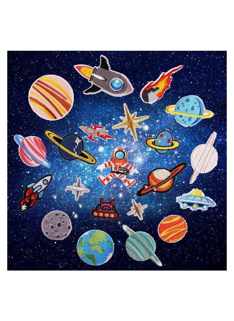 Y&D Embroidered Patches 21pcs, Iron on Decorative Solar System Appliques Stickers Space Planets Applique Kit for Clothing Jackets Backpacks Jeans  - Image 3