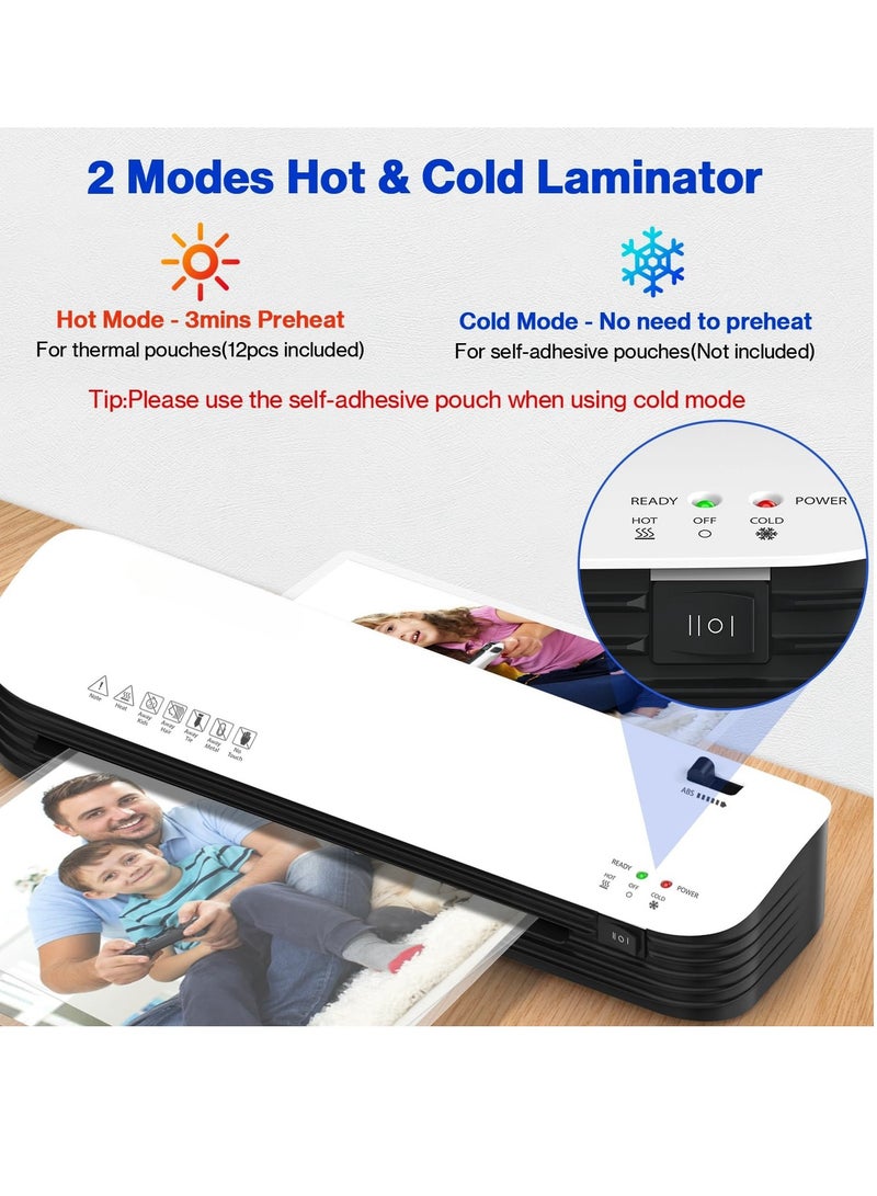 آلة تغليف، آلة تغليف بإعدادات ساخنة وباردة و15 كيسًا، آلة تغليف 4 في 1 بحجم A4A5A6 مع قاطعة وثقب وحلقة تجليد وزاوية مستديرة، آلة تغليف شخصية مقاس 9 بوصات للاستخدام في مكتب التعليم المنزلي - Image 5