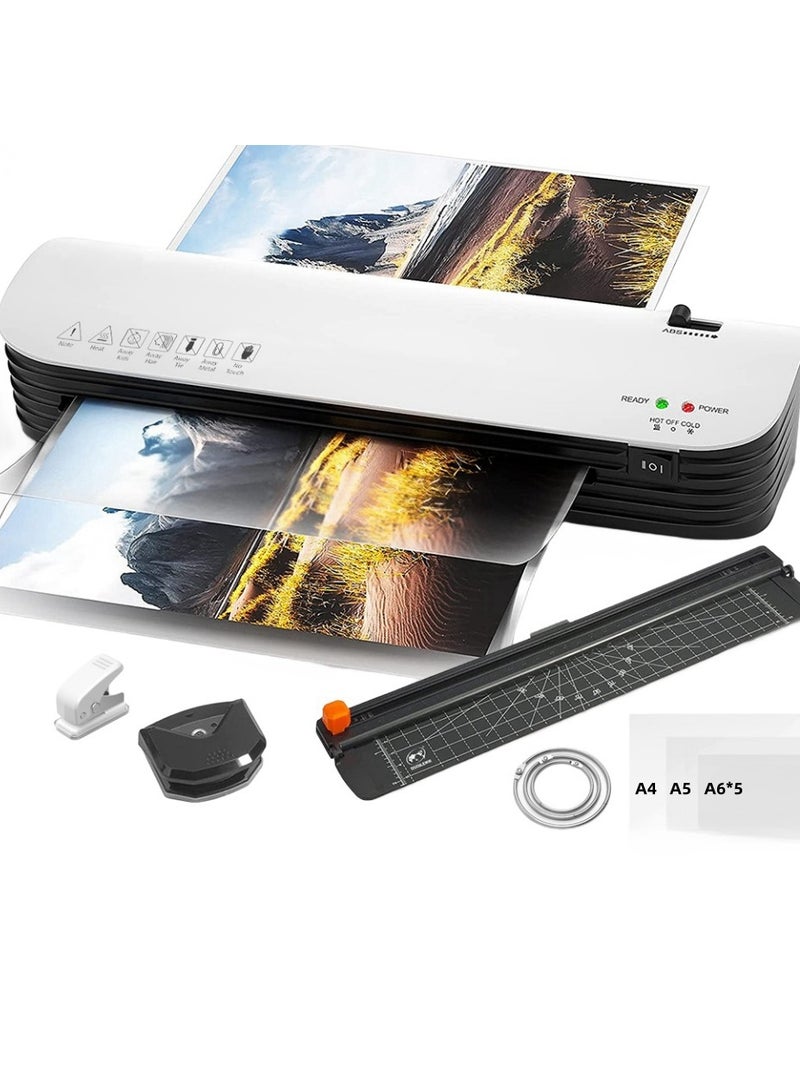 آلة تغليف، آلة تغليف بإعدادات ساخنة وباردة و15 كيسًا، آلة تغليف 4 في 1 بحجم A4A5A6 مع قاطعة وثقب وحلقة تجليد وزاوية مستديرة، آلة تغليف شخصية مقاس 9 بوصات للاستخدام في مكتب التعليم المنزلي - Image 1