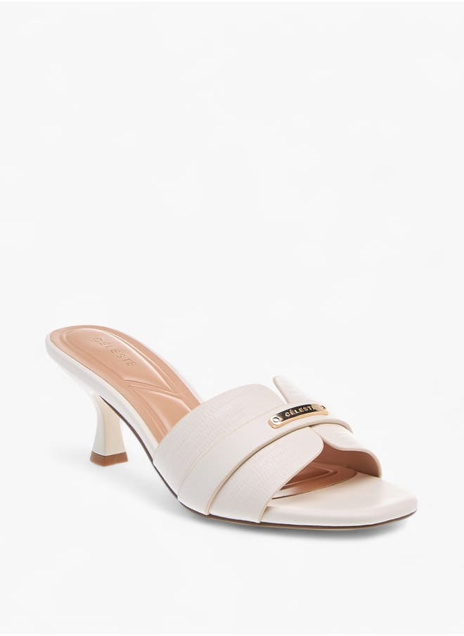 Celeste Women's Animal Textured Slip-On Sandals with Kitten Heels  - Image 2