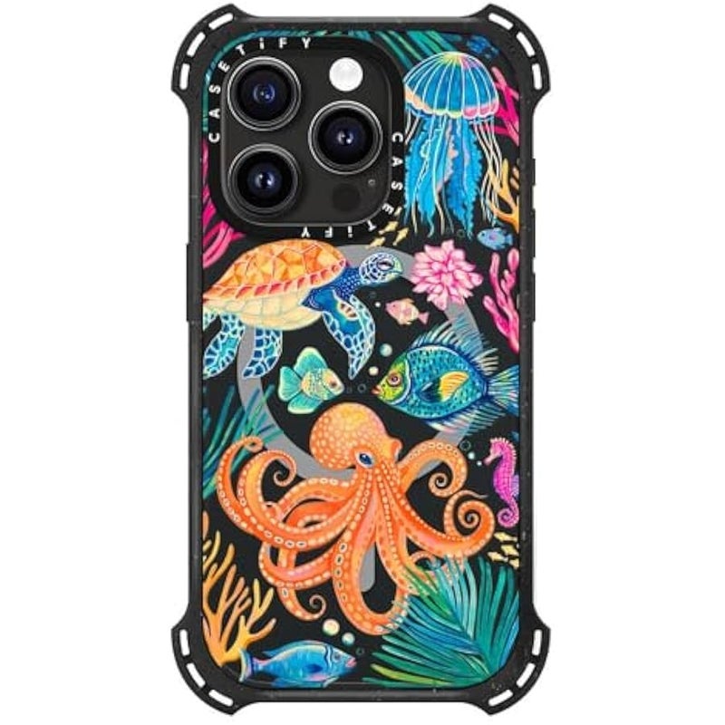 Casetify Bounce iPhone 15 Pro Case 【6X Military Grade Drop Tested / 21.3ft Drop Protection/Compatible with Magsafe】 - Under The Sea 2 - Triple Black - Image 4