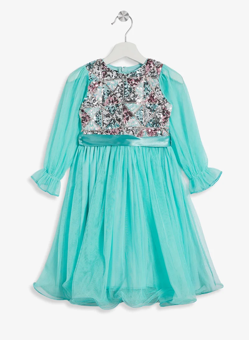 Little Golden Apple Little Sequin Bodice Tulle Dress