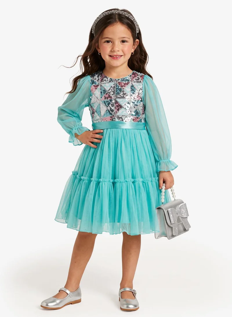 Little Golden Apple Little Sequin Bodice Tulle Dress