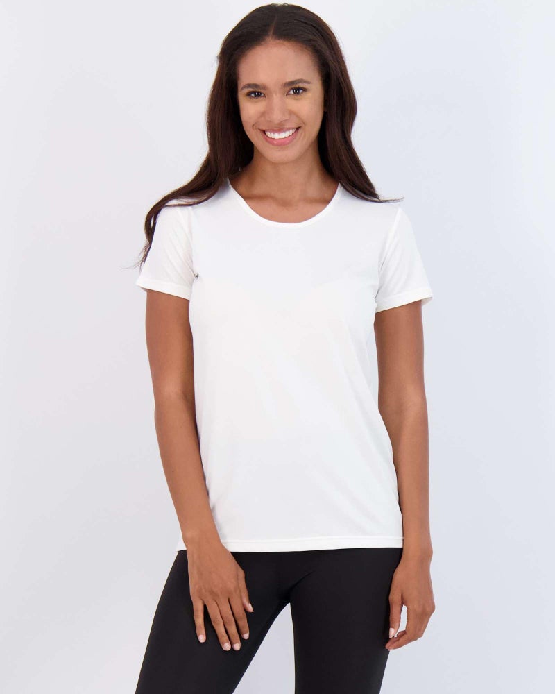 REALESSENTIALS Real Essentials 5 Pack: Women's Short Sleeve T-Shirts Workout Tops Fitness Pilates Gym Activewear Athletic (Plus Available), Set 9, L, Pack of 5 - Image 2