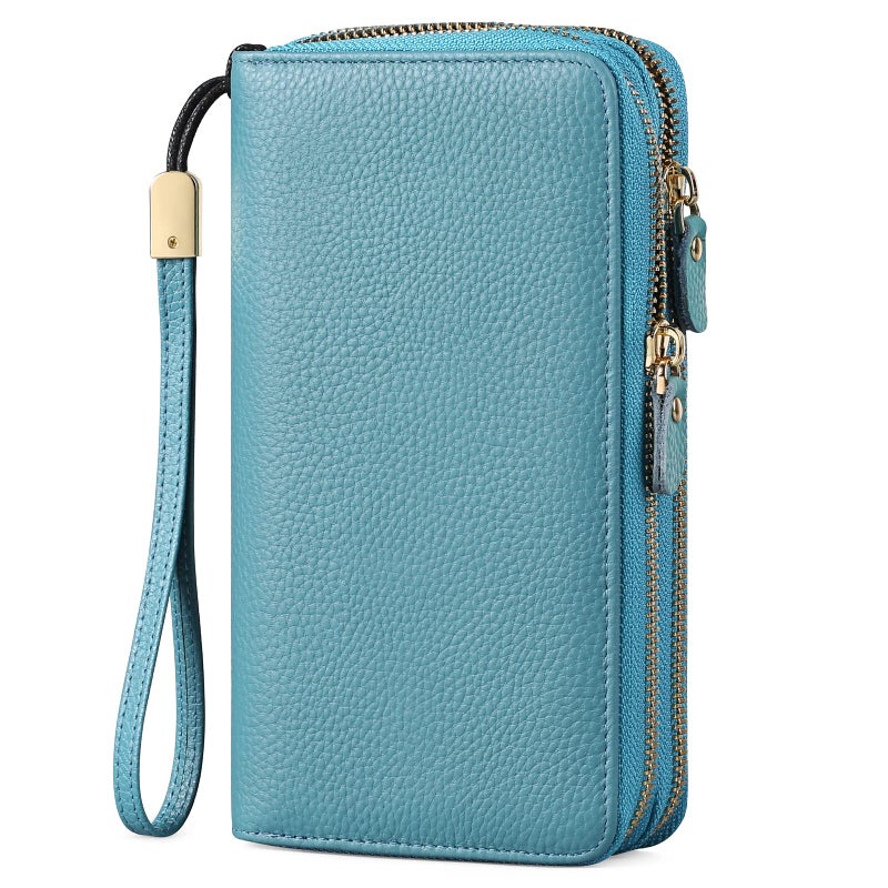SENDEFN Leather Women Wallet RFID Blocking Zipper Around Phone Holder Clutch Wristlet Large Capacity - Image 1