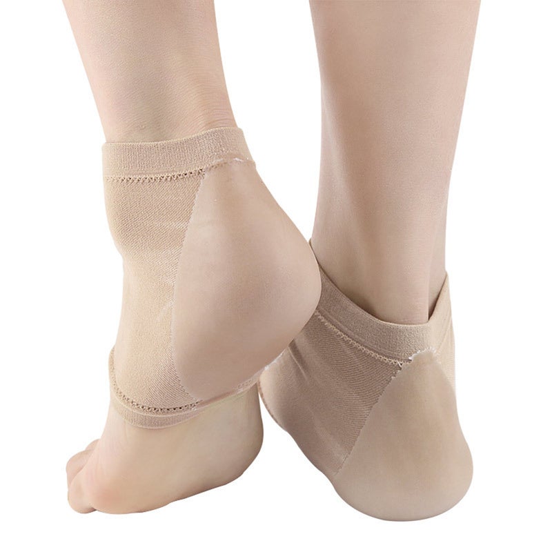 2 Pairs Heel Silk Stockings Anti-crack Gel Socks Breathable Heel Protectors Moisturizing Socks Ankle Socks (Khaki) - Image 4