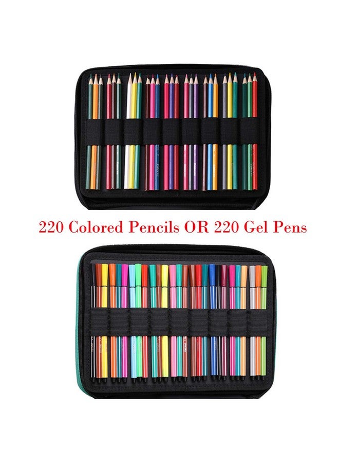 حافظة أقلام تلوين بومكي، 220 فتحة لتنظيم أقلام الرصاص/أقلام الجل، مقاومة للماء، حقيبة سفر بسحاب لحمل أقلام الرصاص، حقيبة محمولة لحمل أقلام الرصاص والعلامات، حقيبة للرسامين والكتاب (بومة كرتونية) - Image 4