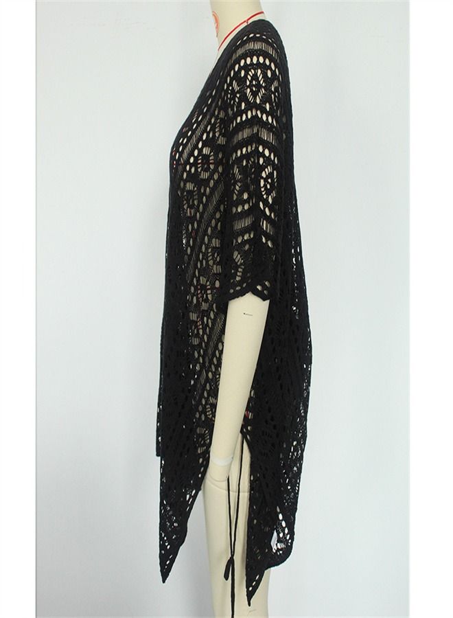 Loquat Solid Loose Beach Dress Black  - Image 2