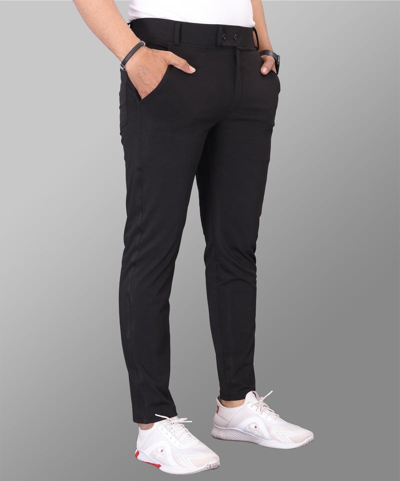 VALLEY Mehrang Men's Stretchable Stretchable Formal Mid Rise Pant Trousers | Stylish Slim Fit Men's Wear Trousers For Office Or Party | Polycotton Knitted Fabric (In, Numeric, 34, Regular, Black) - Image 3