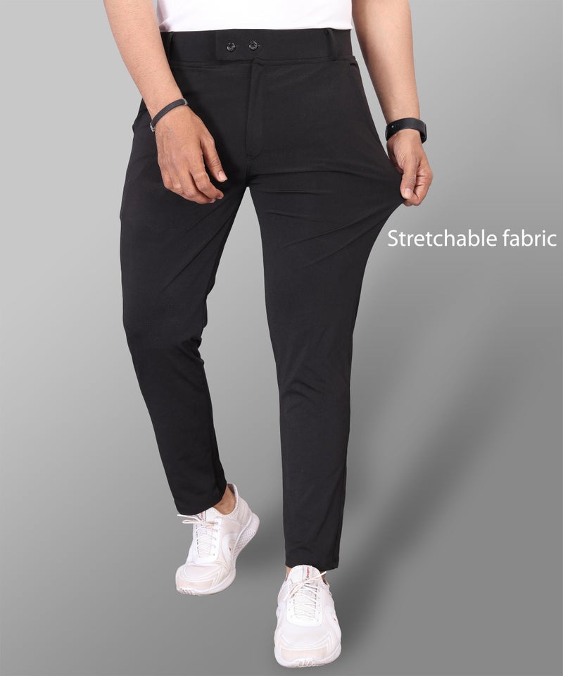 VALLEY Mehrang Men's Stretchable Stretchable Formal Mid Rise Pant Trousers | Stylish Slim Fit Men's Wear Trousers For Office Or Party | Polycotton Knitted Fabric (In, Numeric, 34, Regular, Black) - Image 5