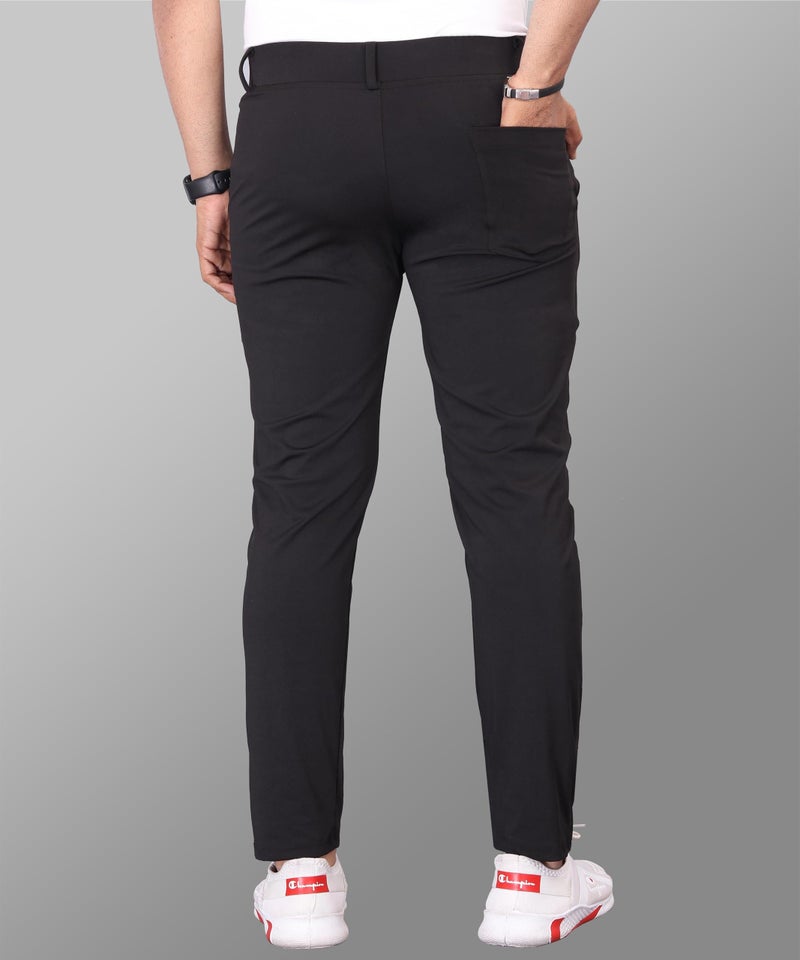 VALLEY Mehrang Men's Stretchable Stretchable Formal Mid Rise Pant Trousers | Stylish Slim Fit Men's Wear Trousers For Office Or Party | Polycotton Knitted Fabric (In, Numeric, 34, Regular, Black) - Image 2