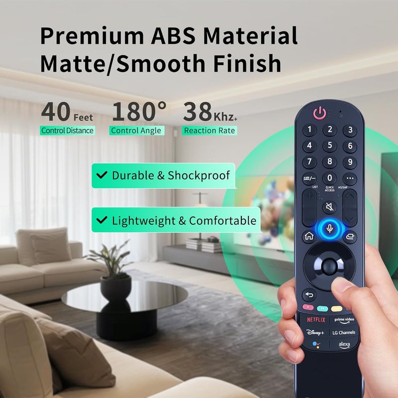 جهاز بديل لوحدة التحكم عن بعد لتلفزيون LG الذكي من طراز AN-MR22GA، يدعم خدمات Google/Alexa ويحتوي على وظيفة المؤشر. يناسب جميع طرازات تلفزيونات LG UHD OLED QNED 4K و8K للأعوام 2021، 2022، 2023. - Image 5