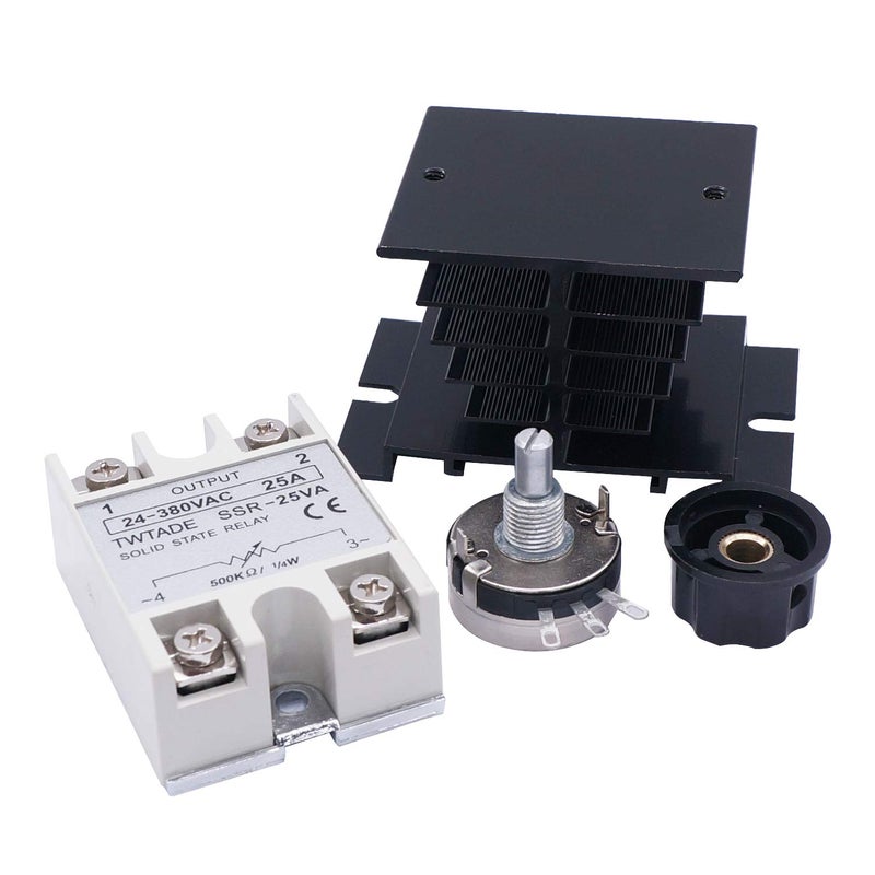 TWTADE SSR-25VA 500K ohm 1/4W to 380VAC 25A Single Phase Solid State Relay Resistance Voltage Regulator Authorized+Heat Sink+Potentiometer+A knob SSR-25VA - Image 5