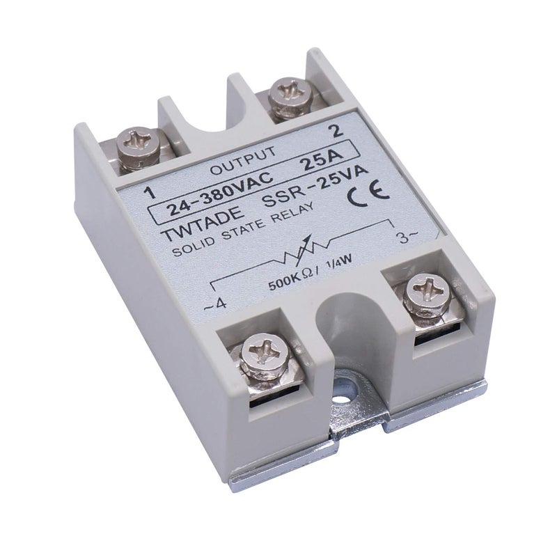 TWTADE SSR-25VA 500K ohm 1/4W to 380VAC 25A Single Phase Solid State Relay Resistance Voltage Regulator Authorized+Heat Sink+Potentiometer+A knob SSR-25VA - Image 3