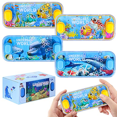 SevenQ Handheld Ocean Theme Water Toss Ring Game 4 Pack Aqua Toys for Kids Stocking Stuffers - Image 1