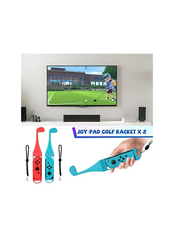 PROMASS 18 in 1 Switch Sport Games Accessories Bundle for Nintendo Switch Games, Family Bundle Accessory Kit with Tennis Racket Controller Grips Racing Wheel Bandage Golf Club Wheels Drum Stick Fishing Rod - Image 3