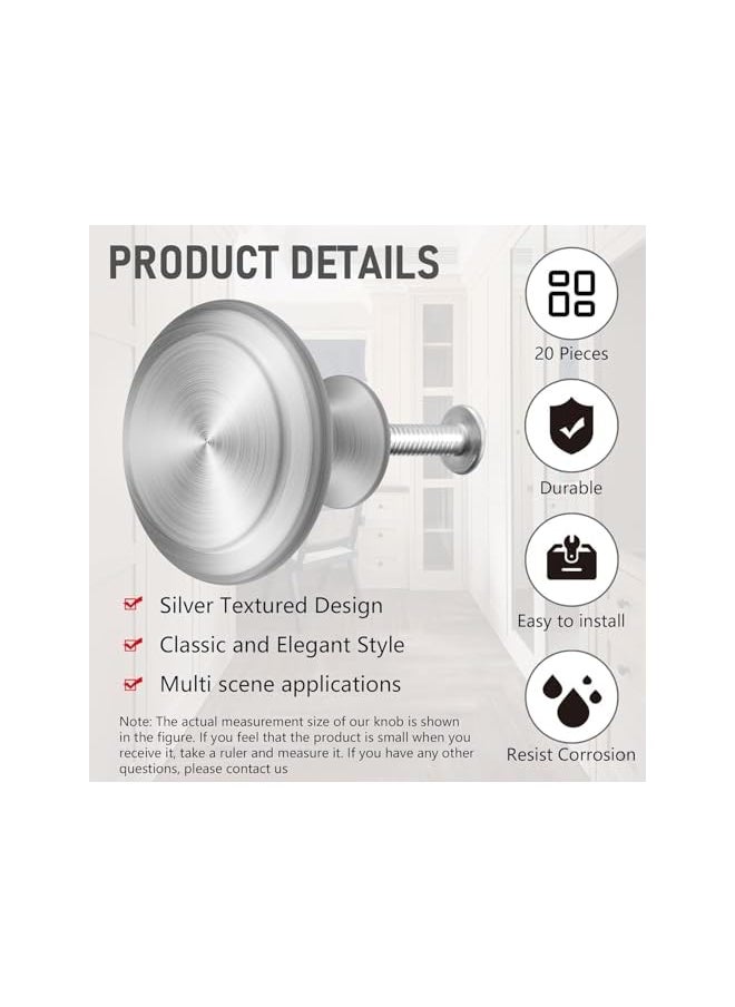 PROMASS promass 20 PCS Cabinet Knobs, Round Drawer Knobs Cabinet Hardware with 20 Screws, Cabinet Knob Stainless Furniture Pull Handle for Furniture Drawer Wardrobes Bathroom  - Image 5
