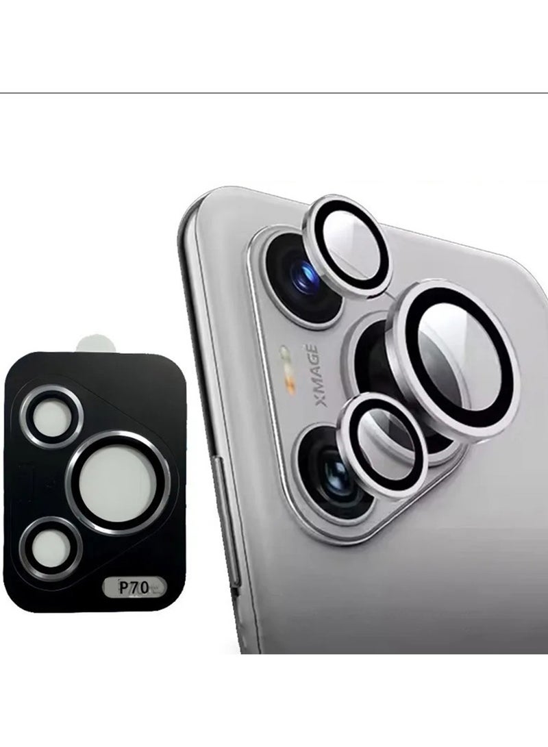 Camera Lens Protector for huawei pura 70 , [1 Step Installation Tray] Tempered Glass Screen Protector Metal Individual Camera Cover Accessories Case Friendly (silver)  - Image 1