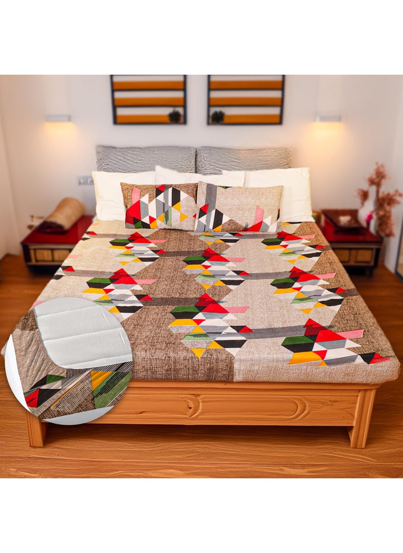 Status Contract Status Contract Cotton Rich Double Fitted Bedsheet with 2 Pillow Covers for Bed Room Home Hotel120 GSM D1  - Image 1