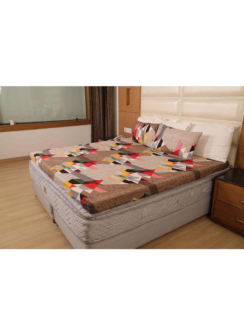 Status Contract Status Contract Cotton Rich Double Fitted Bedsheet with 2 Pillow Covers for Bed Room Home Hotel120 GSM D1  - Image 2