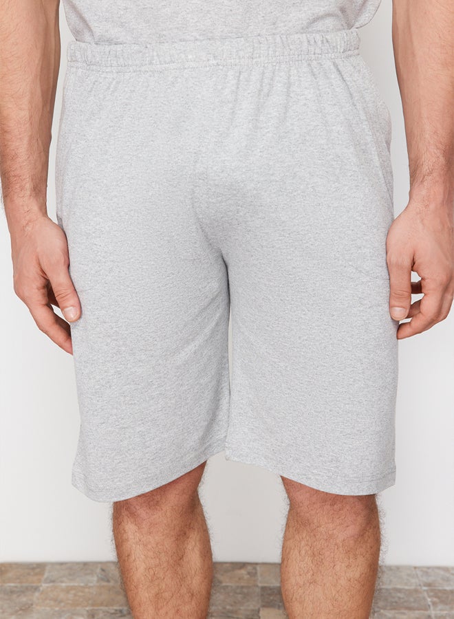 trendyol Gray Regular Fit Crew Neck Knitted Shorts Pajamas Set TMNSS24PT00046  - Image 5