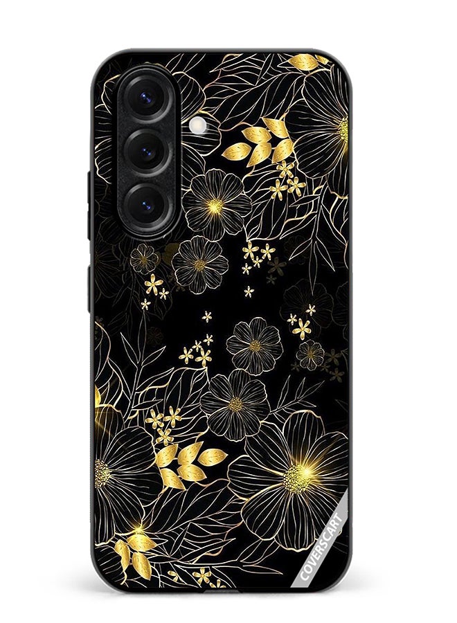 VR CREATIVE Protective Case Cover For Samsung Galaxy S25 Golden Flower Design Multicolour