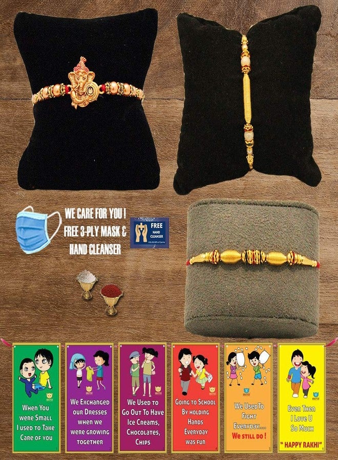 BOGATCHI P3Pa-16 Designer Rakhi for Brother, Rakhi Set of 3, Royal Rakhi Set- 3, Set of 3 Beautiful Rakhi for Bhai - Image 1