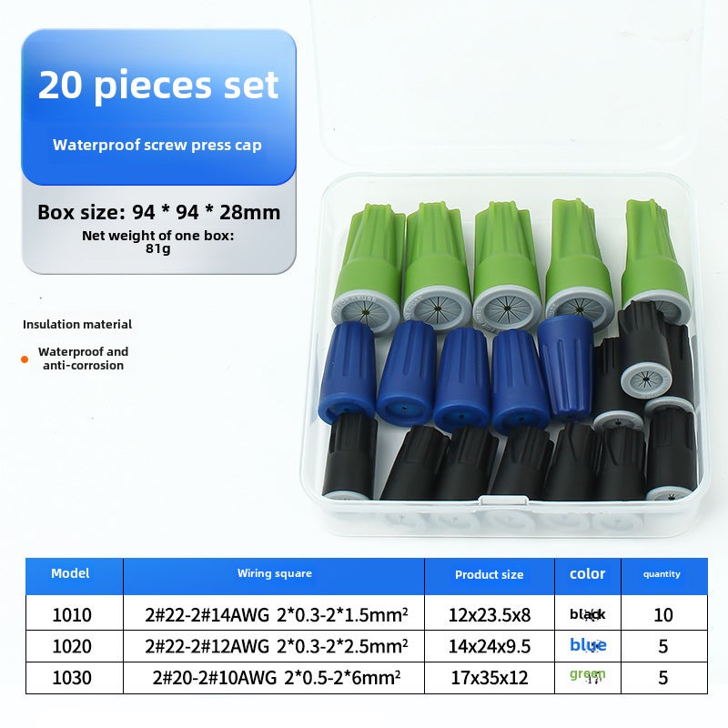 Spiral Wire Cap Waterproof Crimp Terminals P1P2P3P4P6 20 waterproof box 